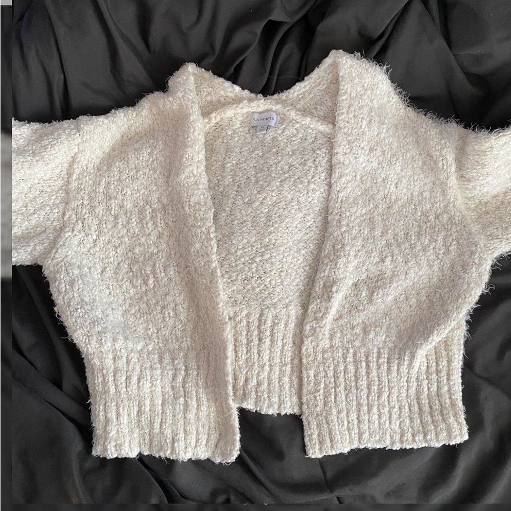 PacSun Cream Textured Open Cardigan